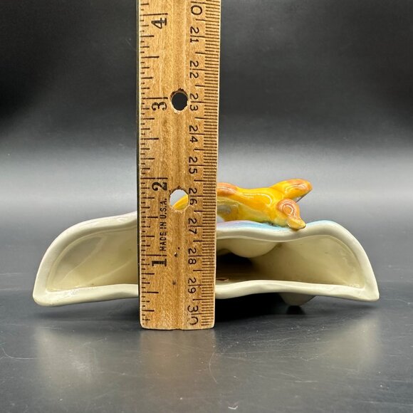 Vintage Wall Pocket Vase Mid Century Decor Flying Duck Blue Yellow Bird USA - Picture 11 of 11